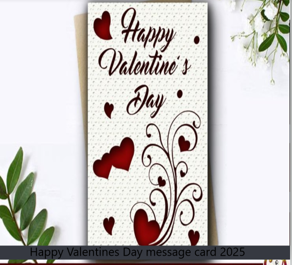 Happy Valentines Day message card 2025